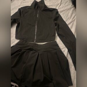 SHEIN Black Pleated Mini Skirt and crop jacket